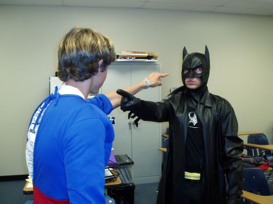 Superhero faceoff
Mr. Darnell and Brooks having a superhero faceoff after class
