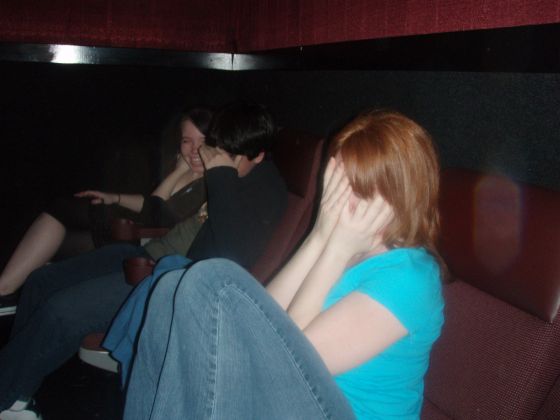 Not the flash!
My friends in the movie theatre hiding from Ben and I's cameras
