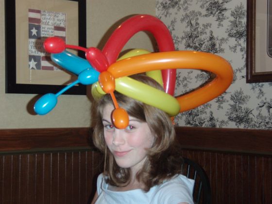 Kenny balloon head
We were at Perkins and the balloon guy made a nice hat for her
